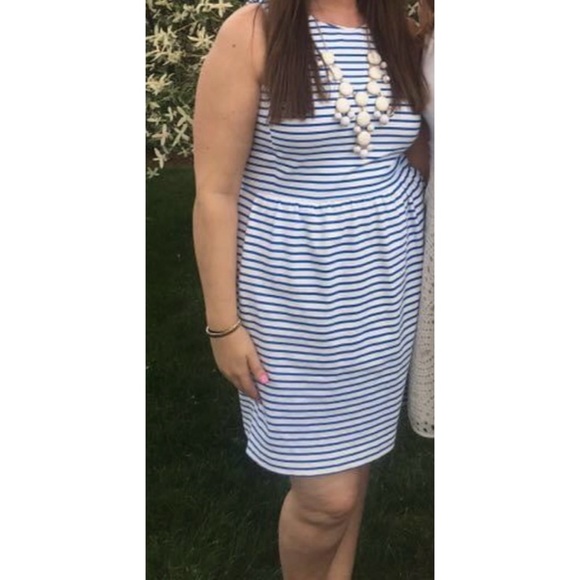 J. Crew Factory Daybreak Fit & Flare Blue and White Dress - Picture 9 of 9